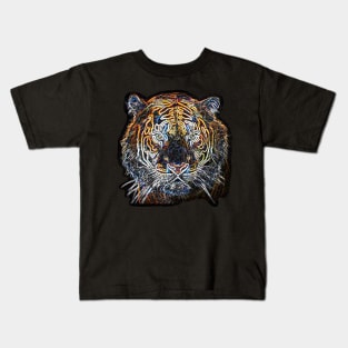 Tiger Head Electric Silhouette 02 Kids T-Shirt